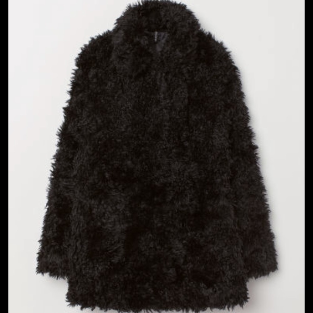 H&M divided black furry jacket